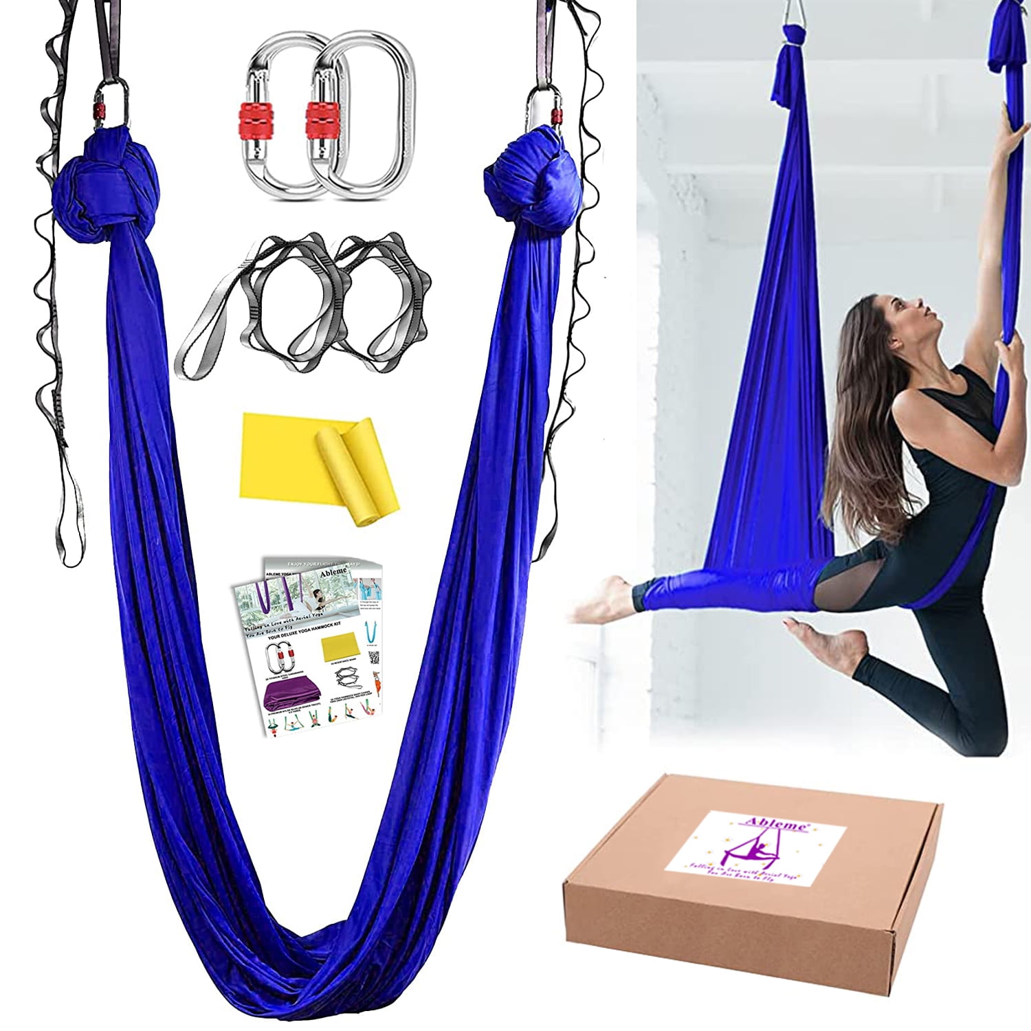 Aerial Yoga Hammock Kit 5.5 Yards Premium Aerial Silks Fabric with