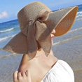 thumbnail image 3 of Women Big Bowknot Floppy Sun Hat Foldable Straw Wide Brim Summer Beach Cap, 3 of 5