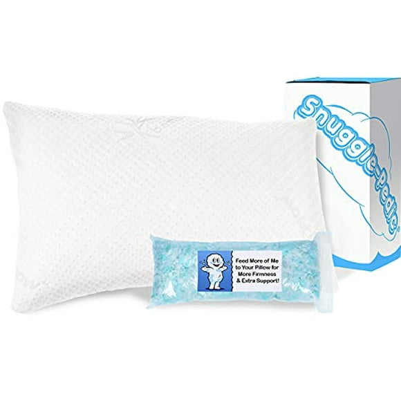 Snuggle-Pedic Adjustable Gel Cooling Pillow - Shredded Memory Foam Pillows For Side, Stomach & Back Sleepers - Keeps Shape - College Dorm Room Essentials For Girls And Guys - King