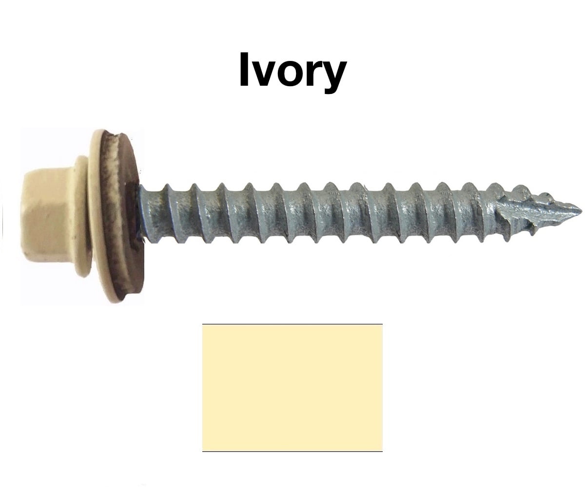 Buy 14 Metal ROOFING SCREWS 250 Screws x 2 IVORY Hex Head Sheet Metal