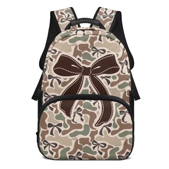 Yuyamidu Bow Camo Kids Backpack for Girls 4-8, Cute School Backpack with 2 Side Mesh Pouches, Middle & Primary School Bookbag