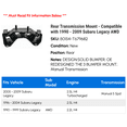 thumbnail image 2 of Rear Transmission Mount - Compatible with 1990 - 2009 Subaru Legacy AWD 1991 1992 1993 1994 1995 1996 1997 1998 1999 2000 2001 2002 2003 2004 2005 2006 2007 2008, 2 of 2