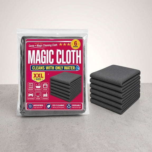 Magic Cleaning Cloth, 6Pcs Microfiber Cleaning Cloths, Lint Free Reusable Cleaning Rags for Windows, Cars, Mirrors, Glass & Stainless Steel