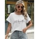 thumbnail image 1 of Women's Casual "Just Breathe" Letter Print T-Shirt - Short Sleeve Crew Neck, Cotton, Machine Washable, Semi-Transparent Summer Top, Casual Attire | Motivational Apparel | Glossy Surface, Ladies T Shi, 1 of 7