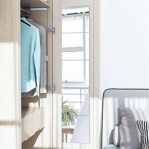 Full Length Combine Mirror Tiles 12" x 12" x 1 Frameless Wall Mounted Glass Wall Mirror for Gym Door Bedroom Living Room