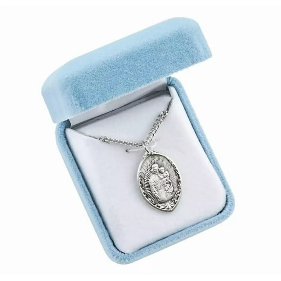 Sterling Silver Almond Shaped St Joseph Medal