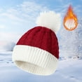 thumbnail image 3 of YESIMOLA American Trends Santa Hat Christmas Beanie Hat Winter Warm Cable Knit Slouchy Hat for Adult Women Men Xmas Holiday Party,Wine One Size, 3 of 3