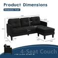 thumbnail image 3 of Convertible Sectional Sofa Couch, Modern L-Shaped Couch 3-Seat Sofa, Reversible Sectional, Black, 3 of 6