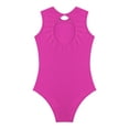 thumbnail image 6 of YiZYiF Kids Girls Glittery Rhinestone Gymnastics Leotard Keyhole Back Mesh Sleeveless Dance Bodysuit Hot Pink 16, 6 of 7