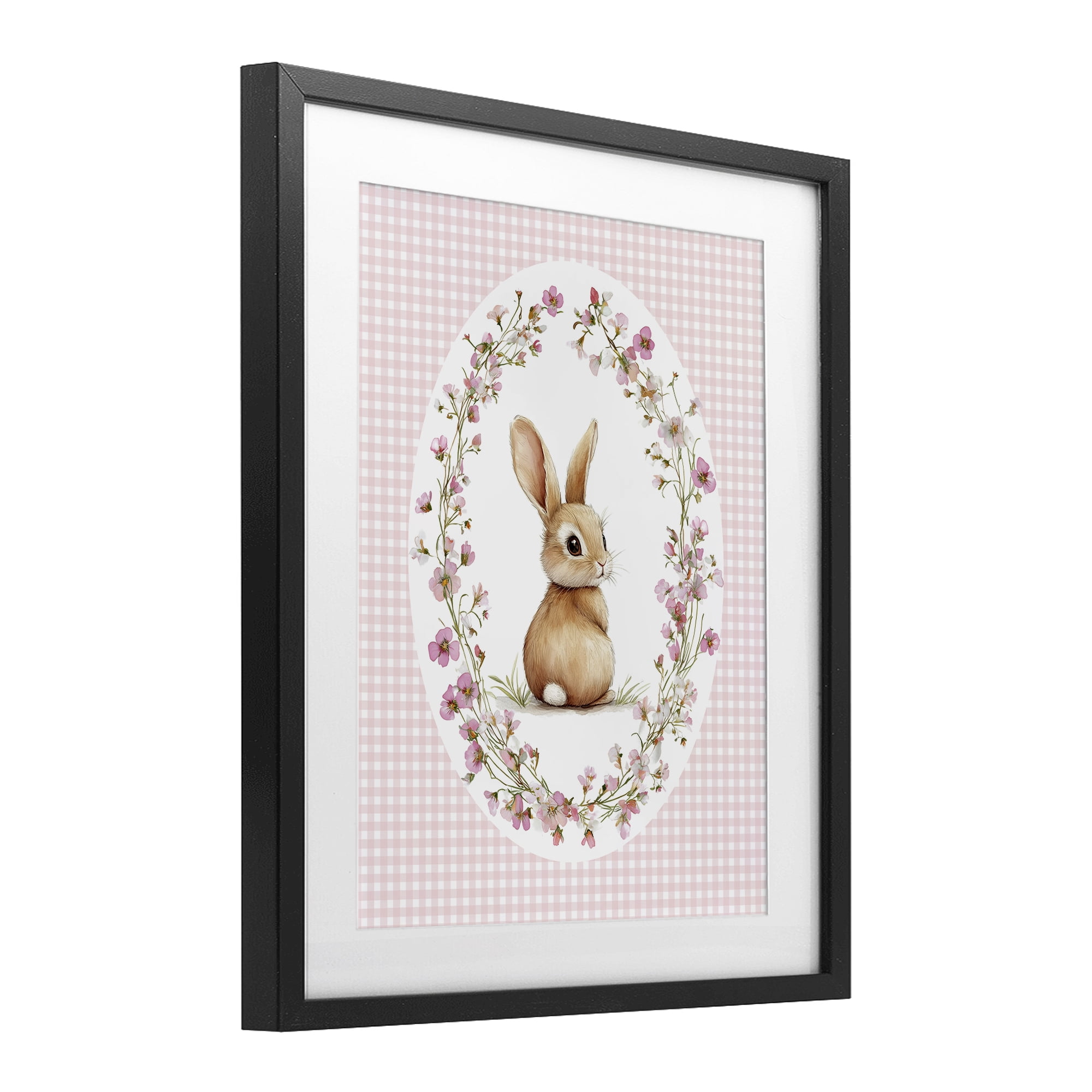 Stupell Industries Spring Gingham Rabbit Black Framed Print Under Glass, design by Christine Simpson Art
