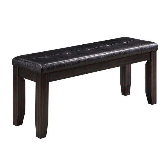 Nmkwnr Faux Leather Padded Seat Bench for Living Room, Dining Room, Black Dark Brown