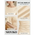 thumbnail image 4 of MOYIKO T Shirts for Women Boat Neck 3/4 Flare Sleeve Ruched Fitted Shirts, 4 of 7