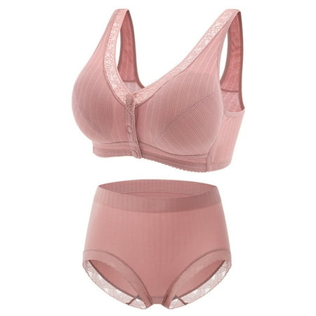 YHGFVOKJ Lingerie for Women Comfortable Sheer New Tank Top Middle Front Button Tank Top Breathable Thin Underwear Lingerie Sets Sexy Bra & Underwear Set for Women Pink 42