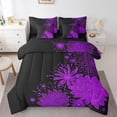 thumbnail image 1 of YST Ensemble de Literie Aztec Dahlia, 7 Pcs, Taille Grand, Noir Violet, Floral Moderne, Lit en Sac, 1 of 5