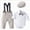 A56-White, variant on 0-3 Months Toddler Boy 3Pcs Formal Suit Short Sleeve Romper + Suspender Shorts + Bow Tie With Hat Kids Gentleman Wedding Baptism Outfit,Summer Birthday Party Cake Smash Infant Outfits Sets,Blue