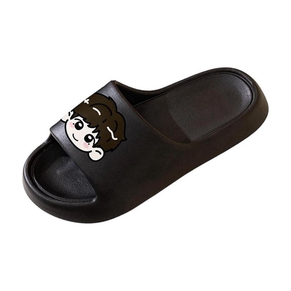 Men Women Unisex EVA Foam Slides Cartoon Character Graphic Cushioned Comfort Non-Slip Black,Size 5.5-7