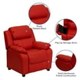 thumbnail image 2 of Deluxe Padded Contemporary Red Vinyl Kids Recliner with Storage Arms, 2 of 9