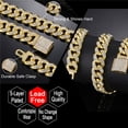 thumbnail image 4 of FEEL STYLE Male 5A Zircon Gold Plated Cuban Chain Necklace for Men Women 13MM 20", 4 of 5