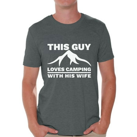 Awkward Styles This Guy Loves Camping with His Wife Men's T Shirt Camping Accessories Camp Clothes for Him I Like Camping Shirt for Boyfriend Camping Lovers Gifts Camper T Shirt for Him Shirt for