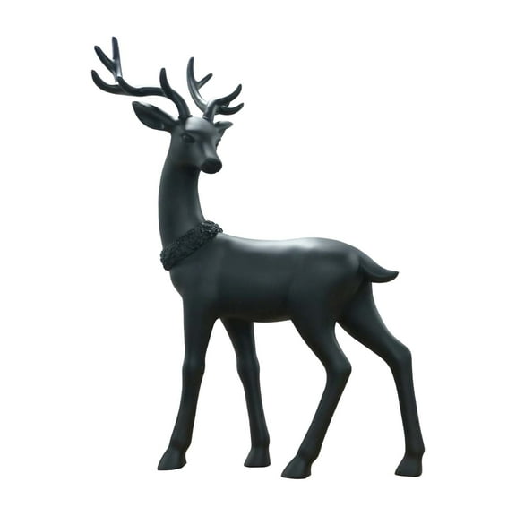 Leutsin Blow Mold Deer Outdoor Christmas Decoration - Elegant Deer Statues Christmas Tabletop Decorations,Ideal for Mantel Living Room Bedroom Office,Matte Texture,Black,Standing