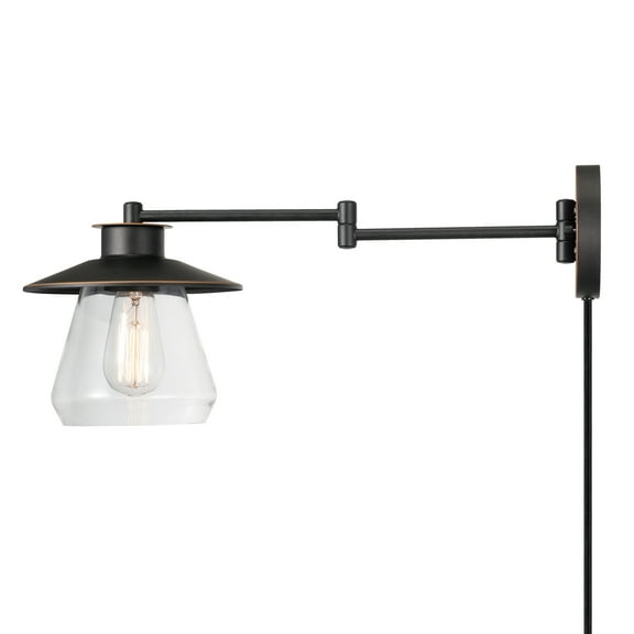 Carbon Loft  1-light Dark Bronze Plug-In or Hardwire Wall Sconce Bell Shape