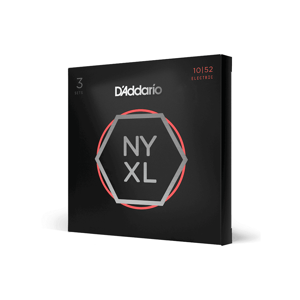 D'Addario NYXL1052-3P Nickel Wound Electric Guitar Strings, Light Top / Heavy Bottom, 10-52, 3 Sets