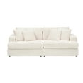 thumbnail image 6 of 79.3nch Corduroy Sofa with 4 80-Inch Oversize Sofa, Corduroy Deep Seat Couch with 4 Throw Pillows and Square Armrests, Modern Loveseat Sofa for Living Room Apartment Lounge, White, 6 of 8