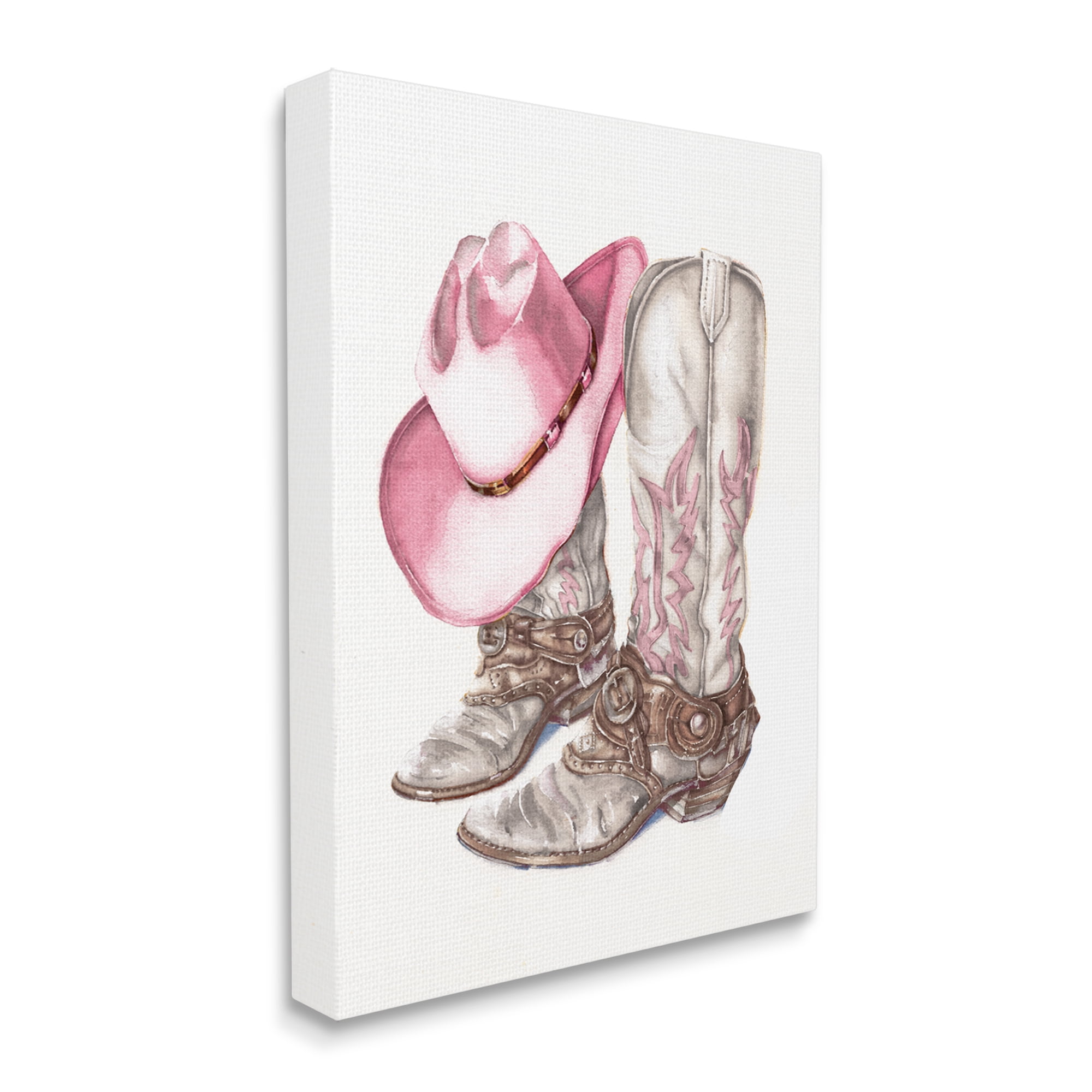 Stupell Industries Pink Glam Cowgirl Boots Beauty & Fashion Painting Gallery Wrapped Canvas Art Print Wall Art, 24 x 30
