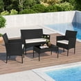 thumbnail image 7 of Walsunny 4-Piece Patio Rattan Furniture Set with Cushions & Tempered Glass Tabletop, White, 7 of 7