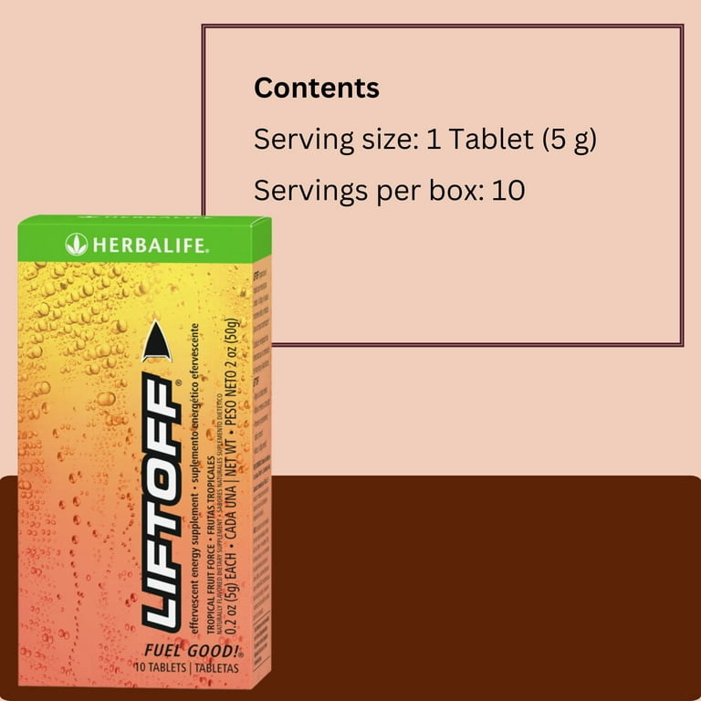 Generic Herbalife Liftoff Tablets Tropical Fruit Force Flavor