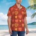thumbnail image 3 of Bingfone Men's Short Sleeve Button Down Shirts Hawaiian Flower Hearts Printed Beach Shirt, 3 of 7