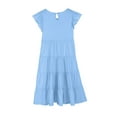 thumbnail image 6 of Fjofpr Girls Clothes under $10 Fashion Girls' Summer New Short Sleeve Ruffled Pockets Round-Neck Solid Dress（6M-15Y）, 6 of 7