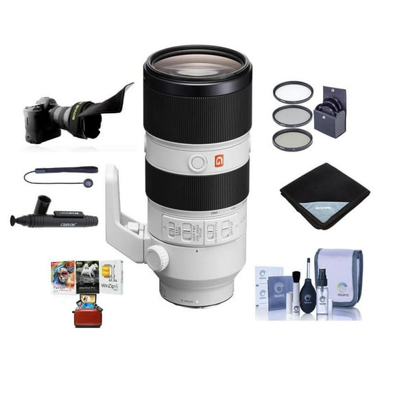 Sony FE 70-200mm f/2.8 GM (G Master) OSS E-Mount Lens - Bundle With 77mm Filter Kit, Flex Lens Shade, Cleaning Kit, Lens Wrap, Lens Cleaner, Capleash, Mac Software Package