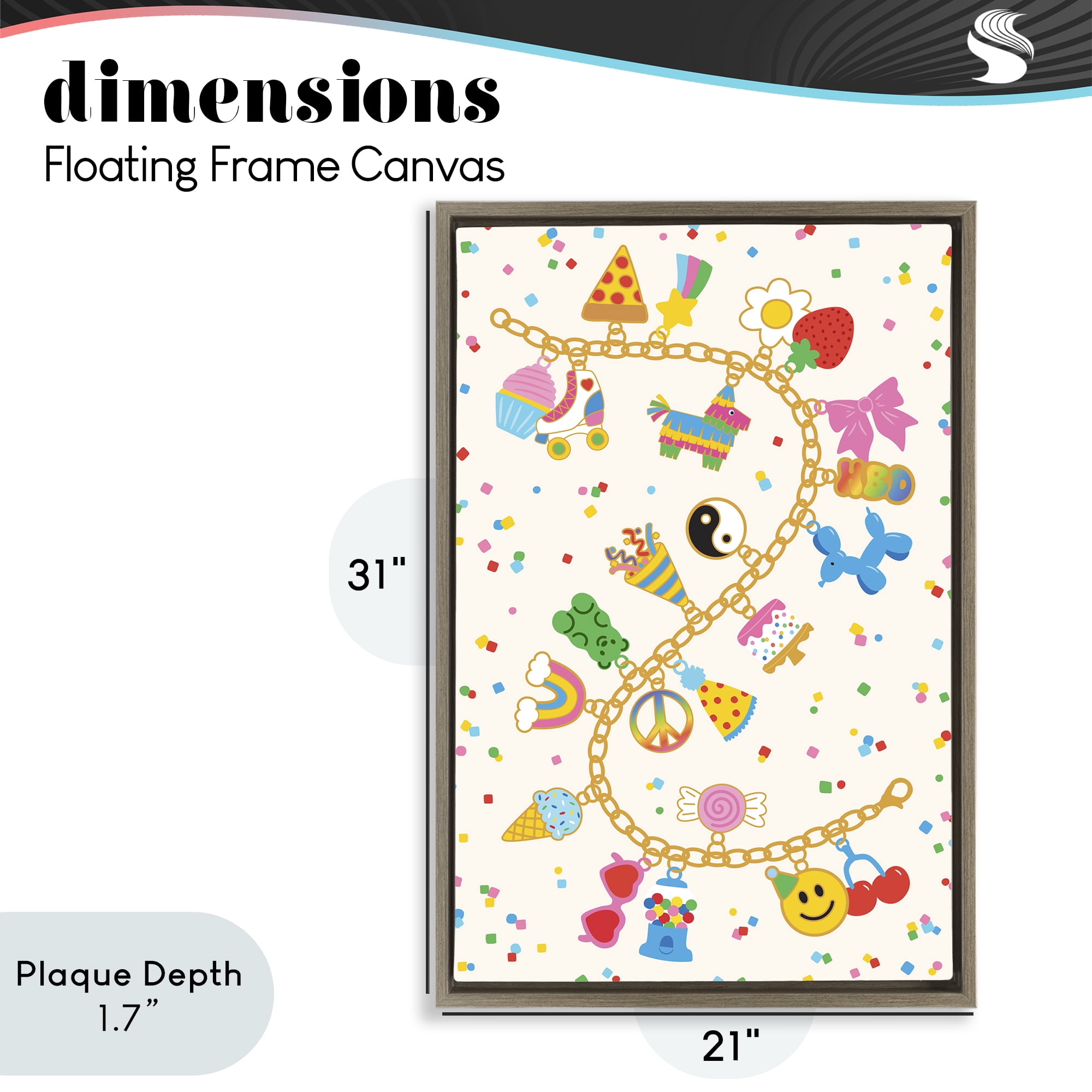 Stupell Industries Playful Party Charm Bracelet Brown Framed Floater Canvas Wall Art, design by Nadia Hassan