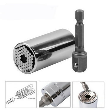 Intbuying 7-19mm Universal Socket Wrench with Power Drill Adapter 2 Pieces Set