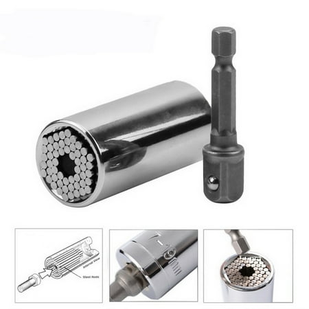 

Intbuying 7-19mm Universal Socket Wrench with Power Drill Adapter 2 Pieces Set