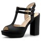 thumbnail image 1 of Sandalias Talón De Bloque Con Plataforma T Correa Dedo Abierto Del Pie Para Mujeres - Negro/US 8, EU 39, 1 of 7