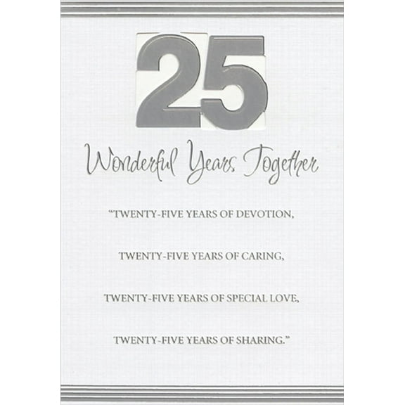 Designer Greetings 25 Wonderful Years Together Due Cut Window 25th : Twenty-Fifth Formal Wedding Anniversary Congratulations Card for Couple