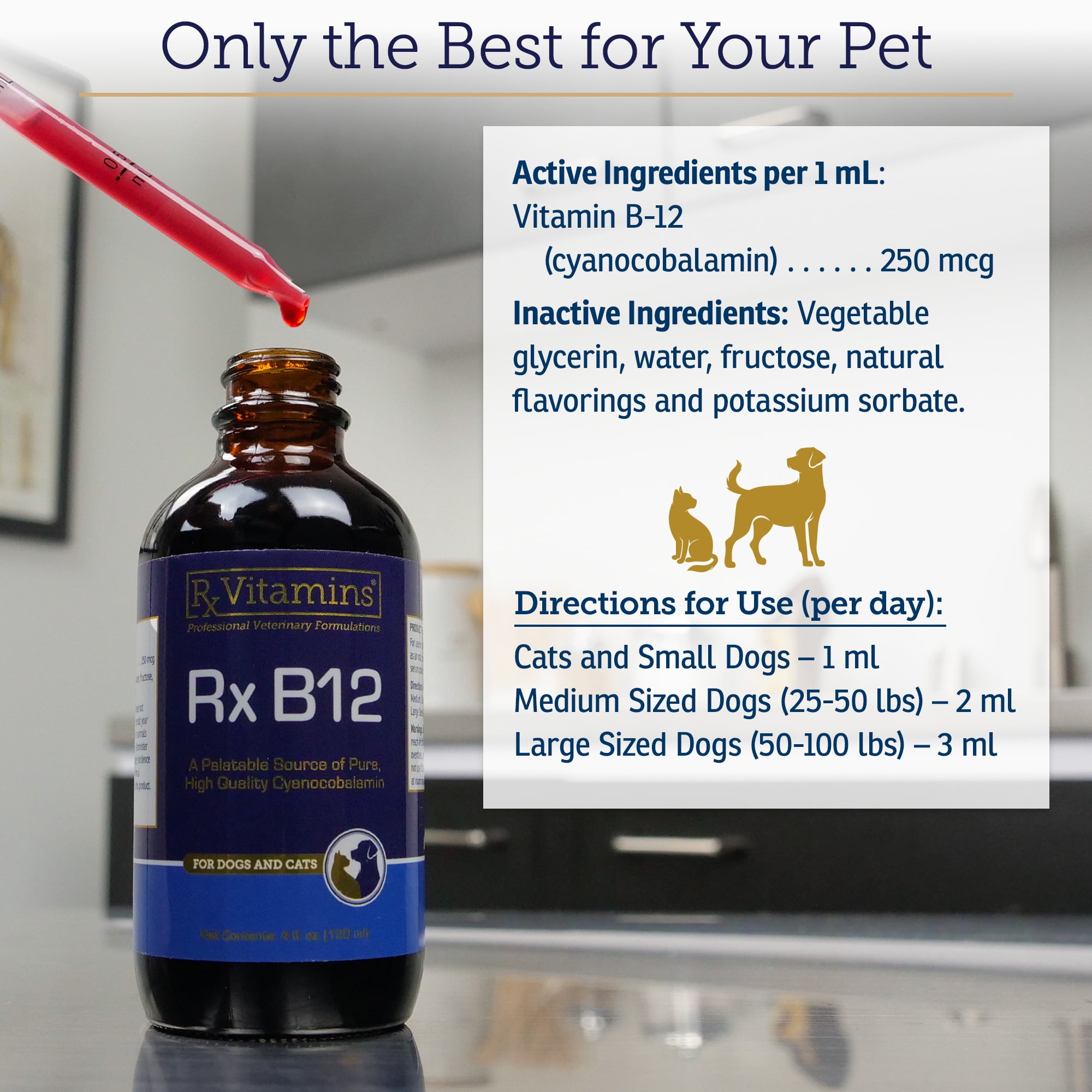 injectable b12 for pets online Rx Vitamins B12 for Dogs and Cats- Dog Digestive Support for Improved  Metabolic Process- Pure B12 for Cats to Support Nervous System- Ideal for  Your Dog Vitamins and Cat Supplies- 4oz -