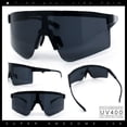 thumbnail image 2 of Mens 80s Vibe Color Mirror Rimless Oversized Shield Sport Sunglasses [All Black], 2 of 7