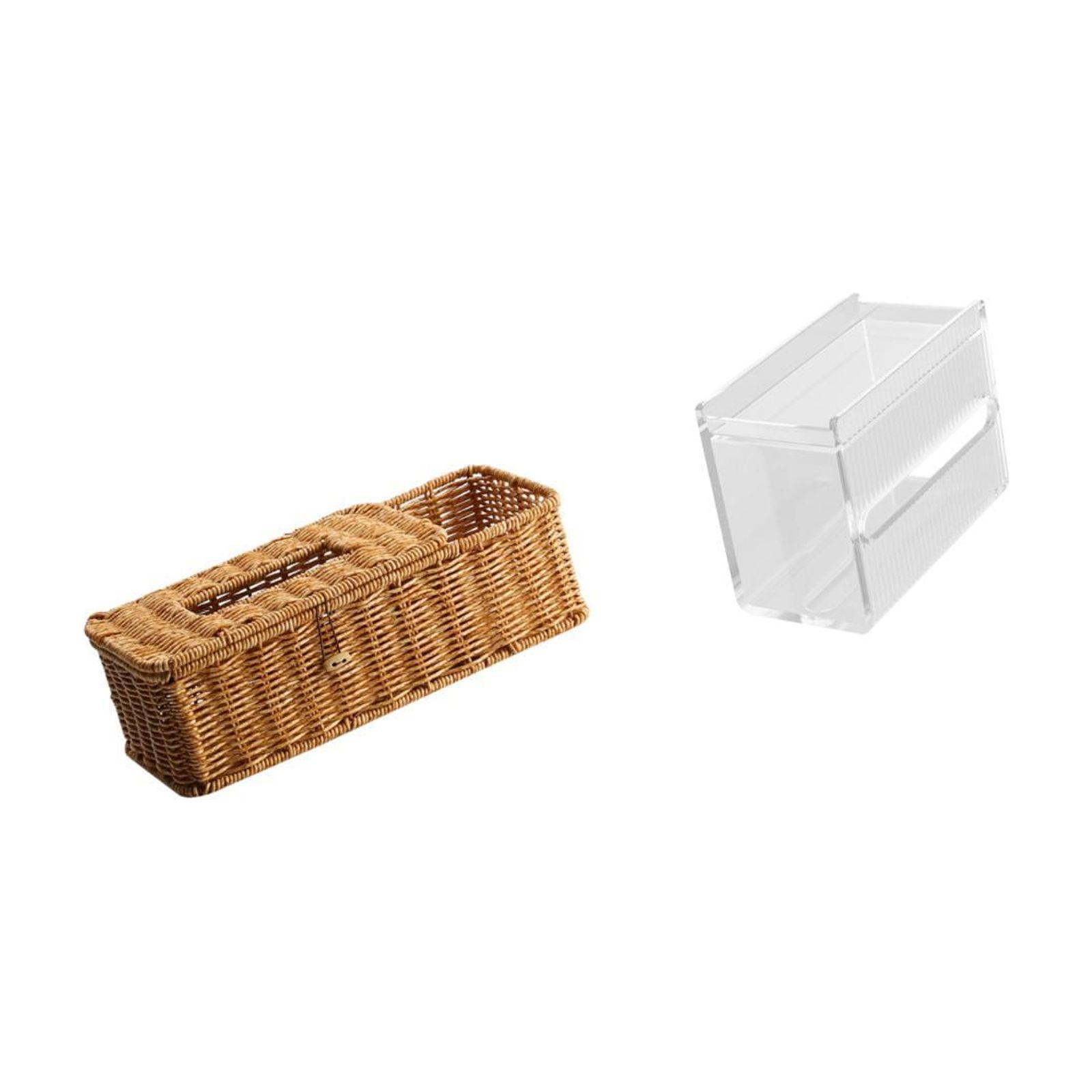 Fiocias Tissue Box Holder Wooden Retro Paper Box Facial Tissue Case Wall Mounted Toilet Paper Storage Box Acrylic Toilet Tissue Towel Holder with Multifunctio