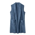 thumbnail image 4 of DHFJKG Womens Mediun Length Fuzzy Vest Cardigan Sleeveless Open Front Fluffly Shaggy Vest Jacket Long Coat Solid Color With Pockets Versatile Outerwear, 4 of 5