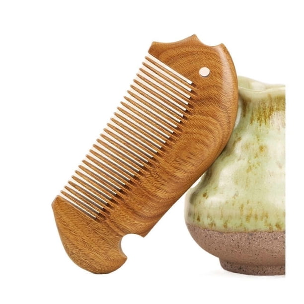 Peine de madera de sándalo, desenredante, antiestático, de tamaño bolsillo, para hombres y mujeres, ideal para viajes.