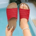 thumbnail image 2 of Rokment Cork Footbed Platform Slides Sandals for Women 2026 Summer Beach Vacation Comfortable Mesh Walking Flat Dress Slip on Slippers Wide Feet Red Size 6.5, 2 of 7