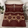 thumbnail image 2 of Feelyou Hippie Tribal Flower Full Size Sheets for Adult, Mandala Bohemian Bed Sheets, Vintage Damask Red Brown Sheet Sets, Lightweight Room Decor, 4-Piece, 2 of 7
