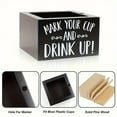 thumbnail image 5 of Wooden Desktop Cup Organizer with Marker Slot - Disposable/Plastic Cup Dispenser, Coffee Shop & Home Bar Counter Storage Rack, Pen Holder Included, 5.5*5.5*3.5in, Black, 5 of 6