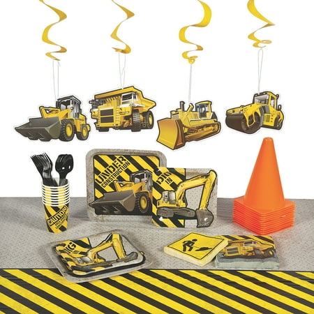 Construction Tableware Kit for 8 Guests, Party Supplies, Birthday, 97 Pieces