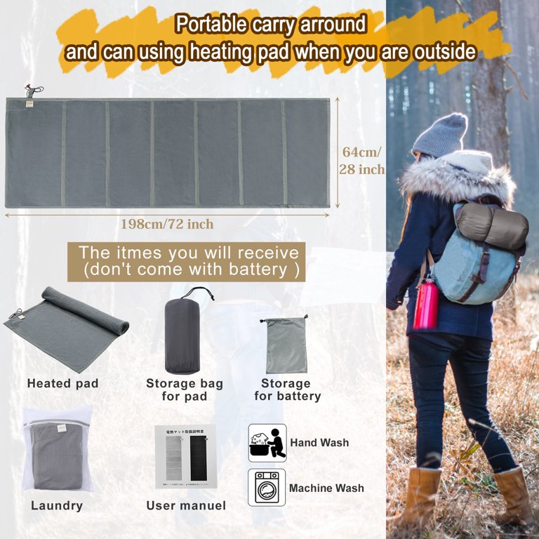 Heated Sleeping Bag Liner - Battery Heated Blanket Heating Pad for Camping  Tent 6 Heating Zones Electric Warm Heater for Cold Weather - Walmart.com