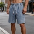 thumbnail image 5 of KeShDi Plus Size Jeans Shorts Mens Shorts Gym Shorts Summer Denim Shorts Men's Summer Style Loose Straight Tube Light Blue L, 5 of 6