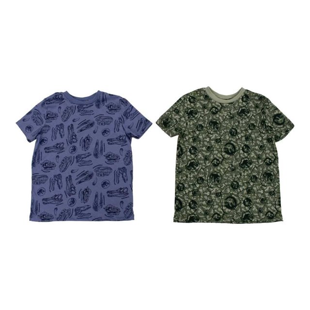 Playeras Jurassic World Niño Estampado Morado y Verde Talla 4 2 Piezas